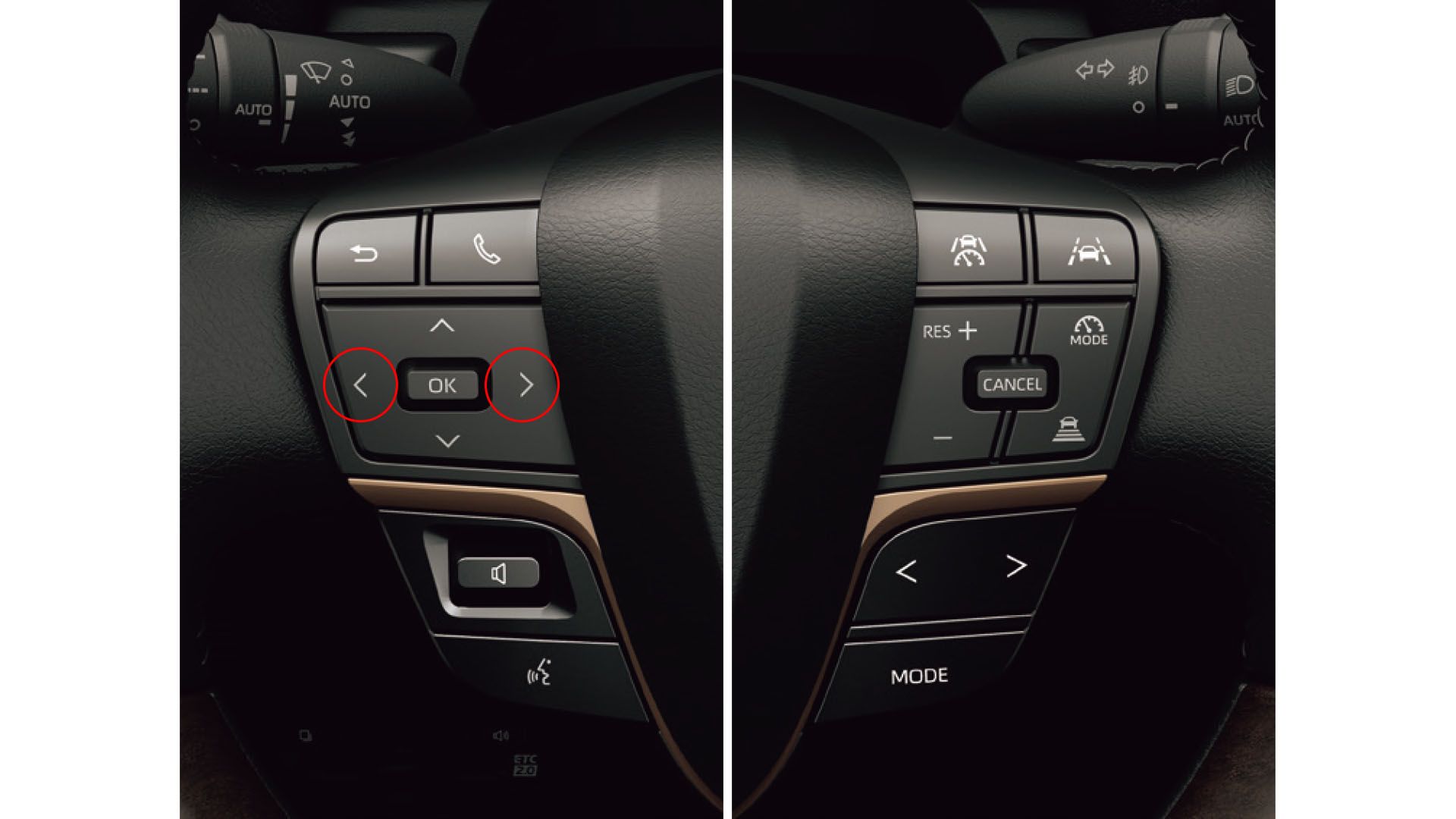 ヘッドアップディスプレイ非装着車ステアリングスイッチ