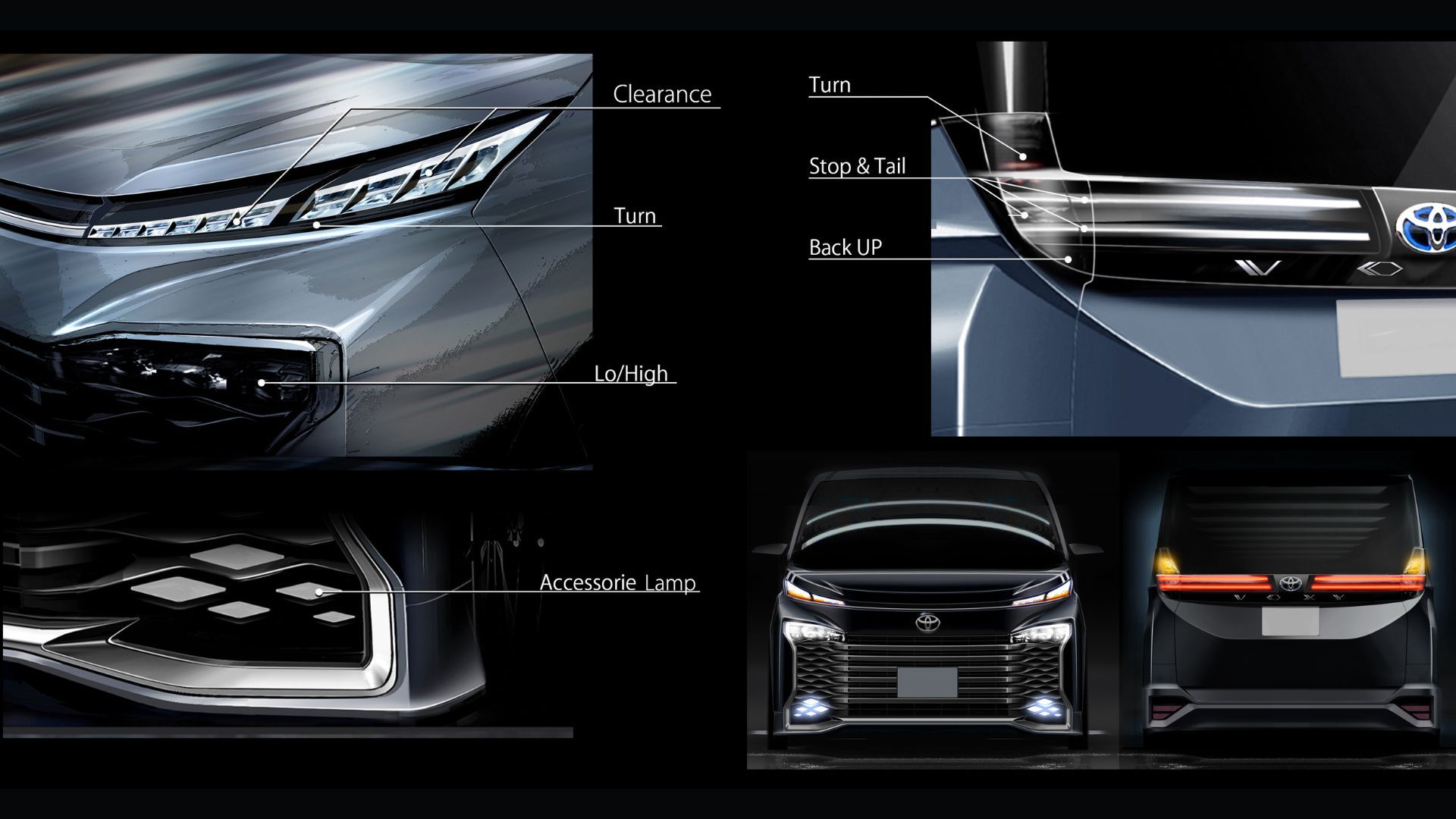 8_ヴォクシー（フロント&リアのデザインスケッチ）