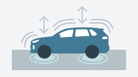 走行中に生じる車体の上下方向の揺れを表したイラスト