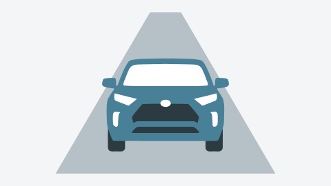 正面から見たRAV4と車体下を通る空気の流れを表したイラスト
